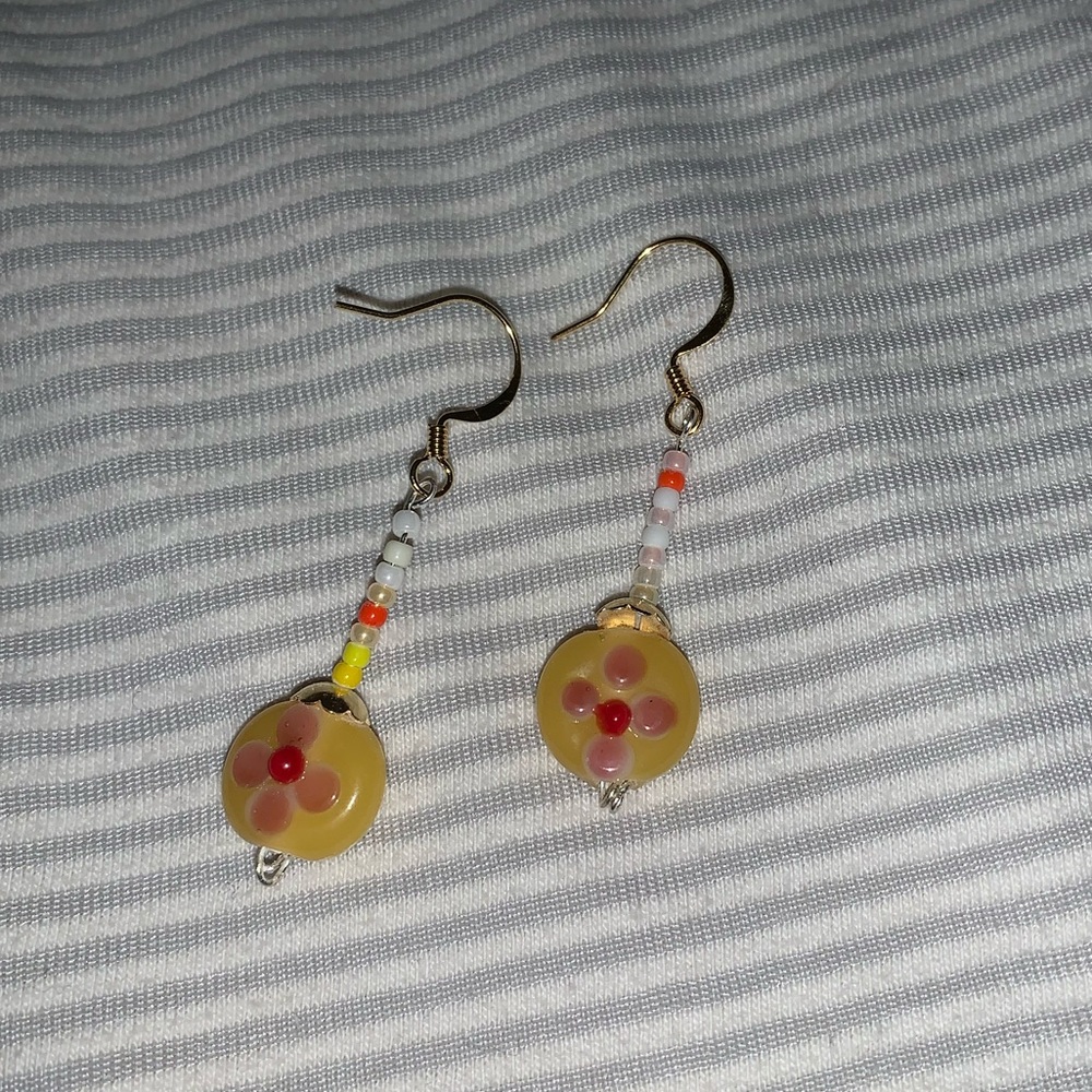 Handmade yellow earrings